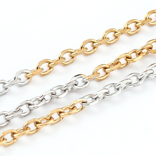 

PandaHall Two Tone 304 Stainless Steel Cable Chains, Soldered, with Spool, Golden & Stainless Steel Color, 3x2x1mm, 32.8 Feet(10m)/roll 304...