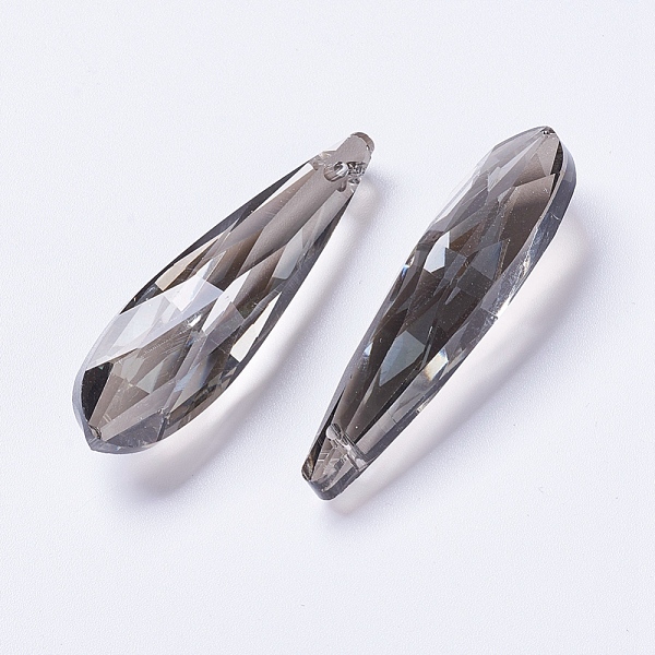 

PandaHall Glass Pendants, Faceted, teardrop, Black, 49x14x13mm, Hole: 1.5mm Glass Teardrop Black