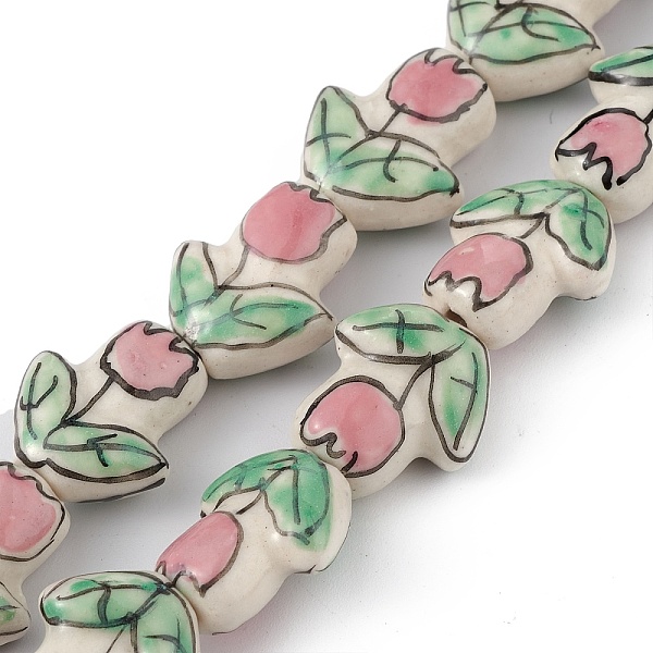 

PandaHall Handmade Porcelain Beads Strands, Tulip Flower, Light Green, 16x14.5x7.5mm, Hole: 1.6mm, about 20pcs/strand, 12.60 inch(32cm)...