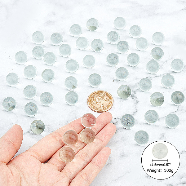 

PandaHall Transparent Glass Beads, No Hole/Undrilled, Round, Clear, 13.8~14.5mm, 300g/box Glass Round Clear