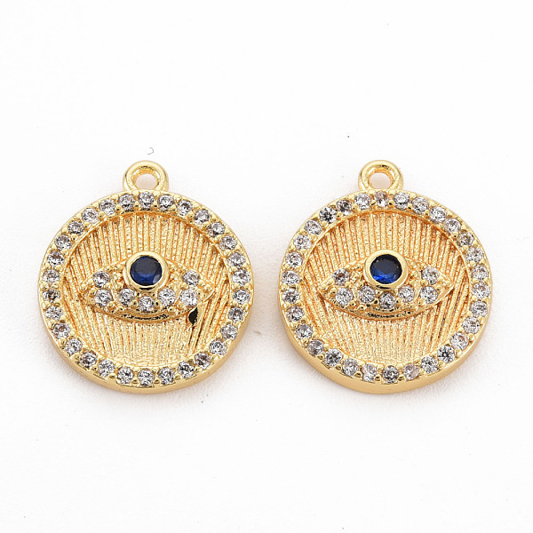 

PandaHall Brass Cubic Zirconia Charms, Nickel Free, Flat Round with Eye, Real 18K Gold Plated, 15x13x3mm, Hole: 1mm Brass+Cubic Zirconia..., Clear