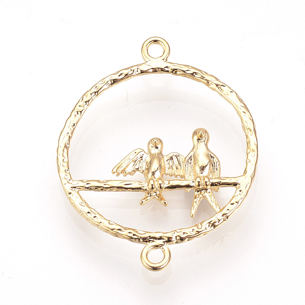 

PandaHall Brass Links connectors, Nickel Free, Real 18K Gold Plated, Bird & Flat Round, 32.5x25x3mm, Hole: 1.5mm Brass Bird