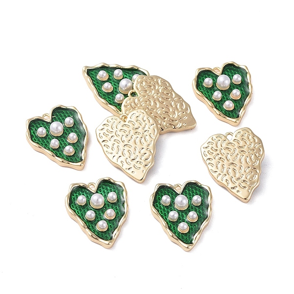 

PandaHall Brass Enamel Pendants, with Acrylic Pearl, Heart, Real 18K Gold Plated, Green, 16.8x13.5x4mm, Hole: 1.2mm Brass+Enamel Heart Green