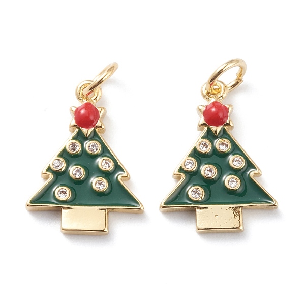 

PandaHall Christmas Style Brass Micro Pave Clear Grade AAA Cubic Zirconia Pendants, with Colorful Enamel & Jump Rings, Long-Lasting Plated...