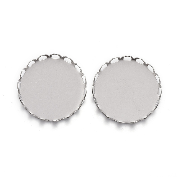 

PandaHall 304 Stainless Steel Cabochon Settings, Lace Edge Bezel Cups, Flat Round, Stainless Steel Color, Tray:20mm, 21x3mm 304 Stainless...
