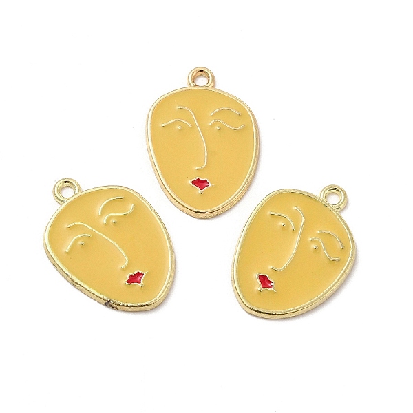 

PandaHall Alloy Enamel Pendants, Women's Face Charm, Golden, Gold, 23x16x1.5mm, Hole: 1.6mm Alloy+Enamel Body Gold