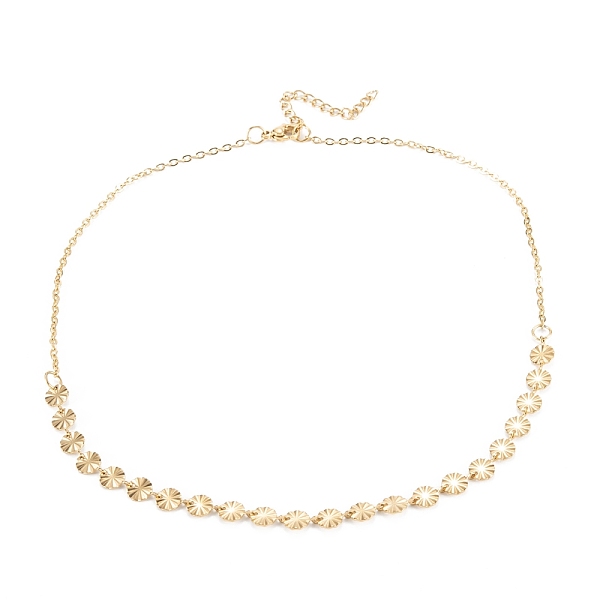 

PandaHall Vacuum Plating 304 Stainless Steel Flat Round Link Chain Necklaces, with Lobster Claw Clasps, Textured, Golden, 15.94 inch(40.5cm)...