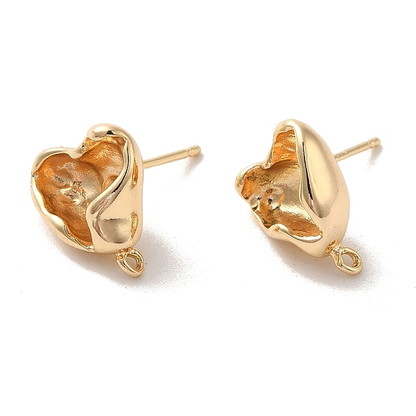 

PandaHall Golden Brass Stud Earring Findings, with Loops and 925 Sterling Silver Pins, Heart, 14x12mm, Hole: 1.2mm, Pin: 11x0.7mm Brass...