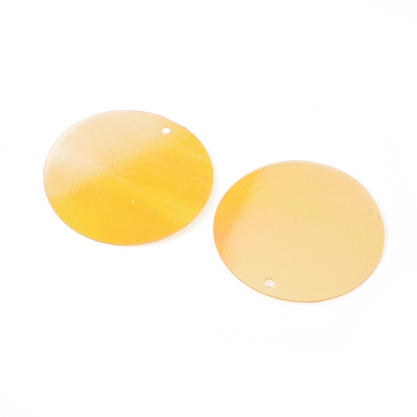 

PandaHall Ornament Accessories, Iridescent PVC Plastic Paillette/Sequins Pendants, Flat Round, Orange, 29~30x0.2mm, Hole: 1.5mm PVC Flat...