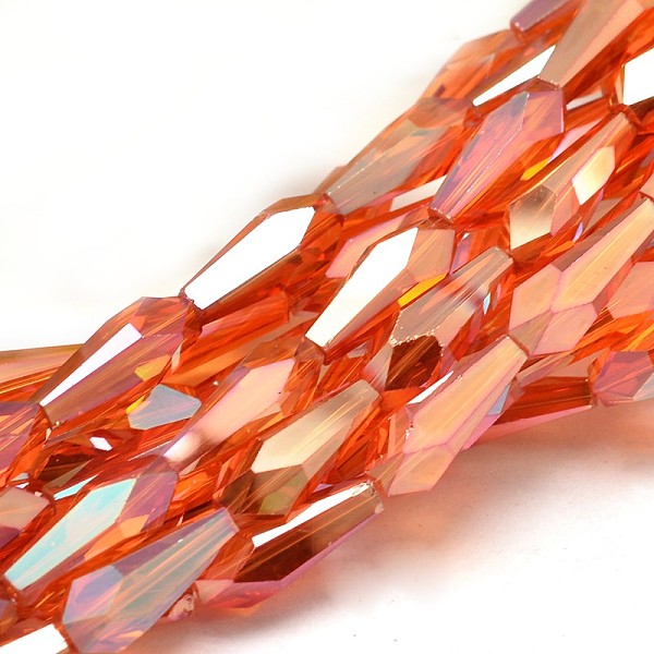 

PandaHall Full Rainbow Plated Faceted Teardrop Glass Bead Strands, Orange Red, 18x8mm, Hole: 1mm, about 23pcs/strand, 16.5 inch Glass...