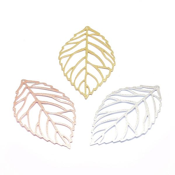 

PandaHall Brass Big Pendants, Lead Free & Cadmium Free & Nickel Free, Leaf, Mixed Color, 53x31x0.5mm, Hole: 1mm Brass Leaf Multicolor