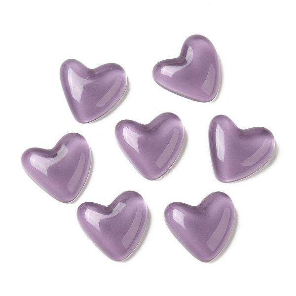 

PandaHall Translucent Resin Cabochons, Heart, Thistle, 24x25.5x8mm Resin Heart Purple