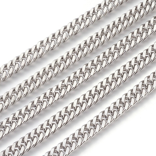 

PandaHall 201 Stainless Steel Cuban Link Chains, Chunky Curb Chains, Unwelded, Stainless Steel Color, 6mm 201 Stainless Steel