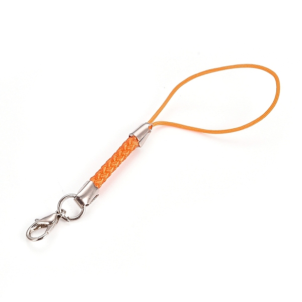PandaHall Mobile Phone Straps for Dangling Charms Pendants, DIY Cell Phone Braided Polyester Cord Loop, with Iron Lobster Clasp, Orange...