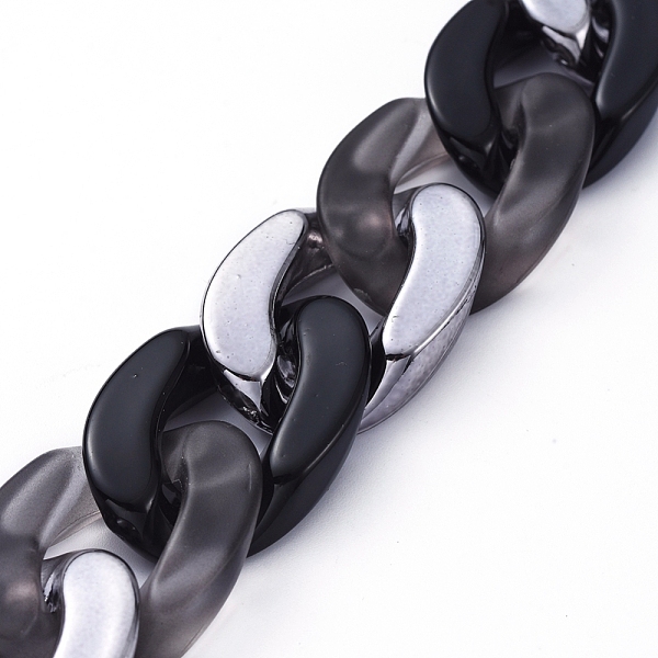 

PandaHall Handmade Acrylic Curb Chains, with CCB Plastic Linking Rings, Oval, for Jewelry Making, Gunmetal, Dark Gray, Link: 30x21x6mm...