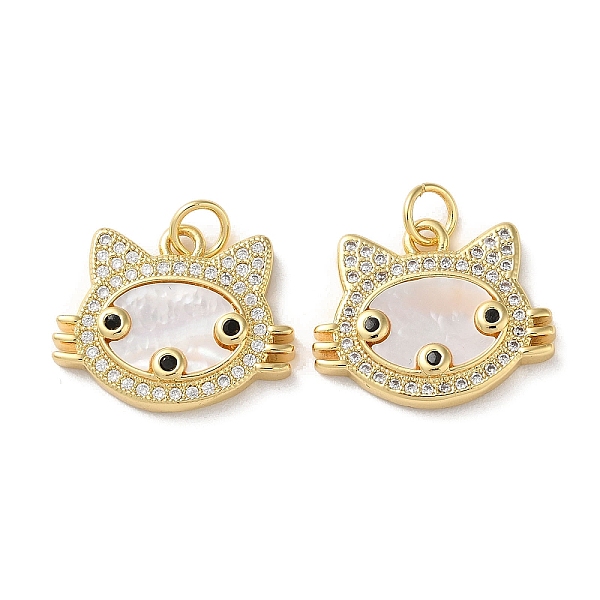 

PandaHall Brass Micro Pave Clear Cubic Zirconia Pendants, with Shell and Jump Ring, Real 18K Gold Plated, Cat Shape, 15.5x19x3.5mm, Hole...