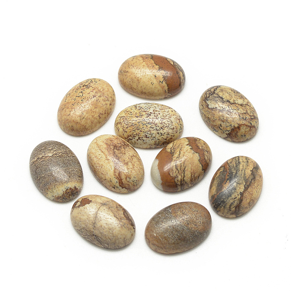 

PandaHall Natural Picture Jasper Cabochons, Oval, 18x13x5mm Picture Jasper Oval