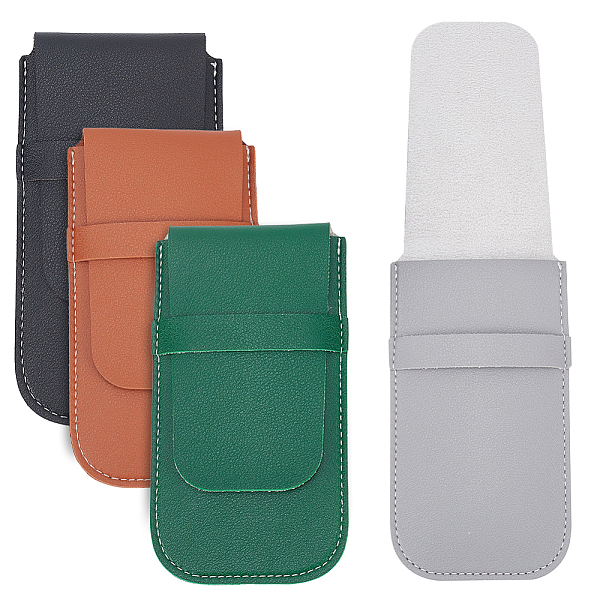 4Pcs 4 Colors PU Leather Jewelry Storage Clamshell Bags