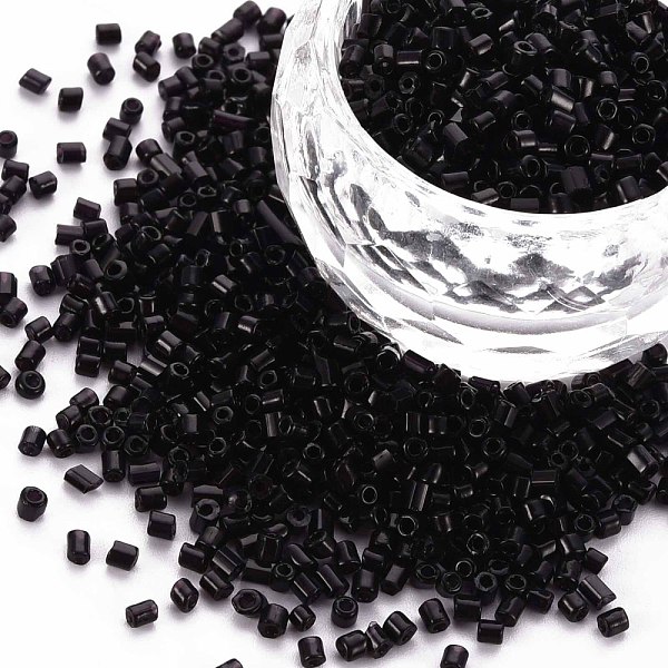

PandaHall Glass Bugle Beads, Opaque Colours, Black, 2.5~3x2mm, Hole: 0.9mm, about 15000pcs/pound Glass Black