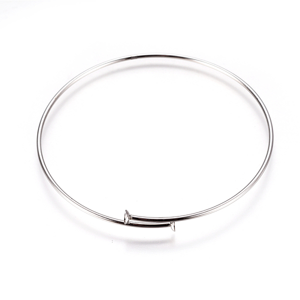 

PandaHall Adjustable 304 Stainless Steel Bangle Making, Blank Bangle Base, Stainless Steel Color, 2-1/2 inch(6.5cm), 1.5mm, Tray: 4mm...