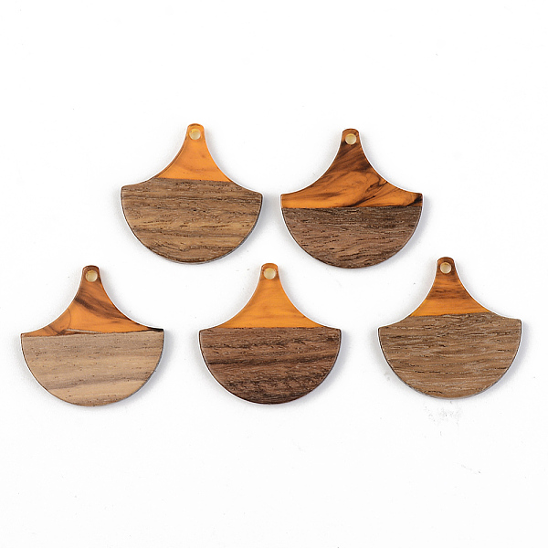 

PandaHall Resin & Walnut Wood Pendants, Fan, Orange, 28x28x3mm, Hole: 2mm Resin+Wood Fan Orange