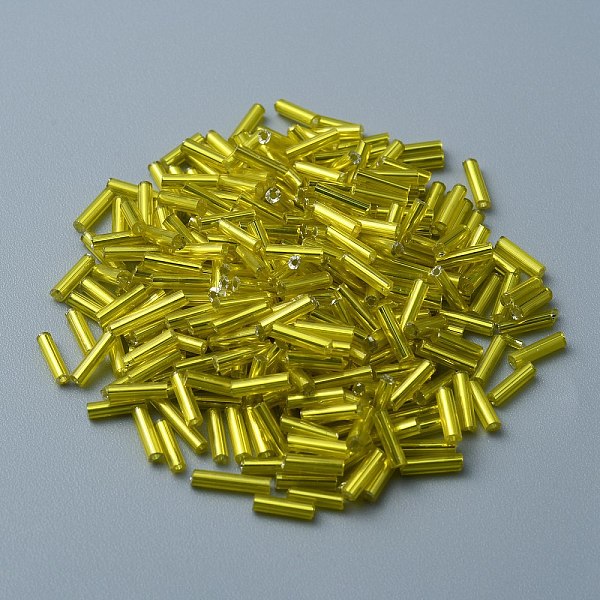 

PandaHall Glass Beads, Column, Yellow, 6.5~8x1.5~2mm, Hole: 0.9mm, about 300Pcs/bag Glass Column Yellow