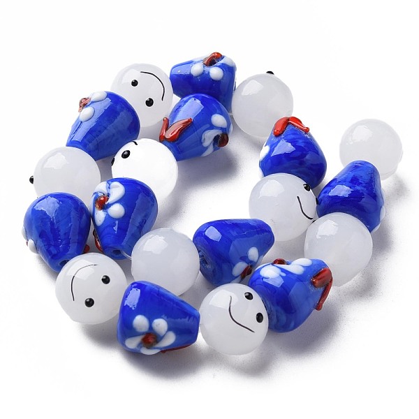 

PandaHall Handmade Lampwork Beads Strands, Round with Cone, Blue, 11.5x12mm, Hole: 1mm, about 20pcs/strand, 9.84 inch(25cm) Lampwork Round...