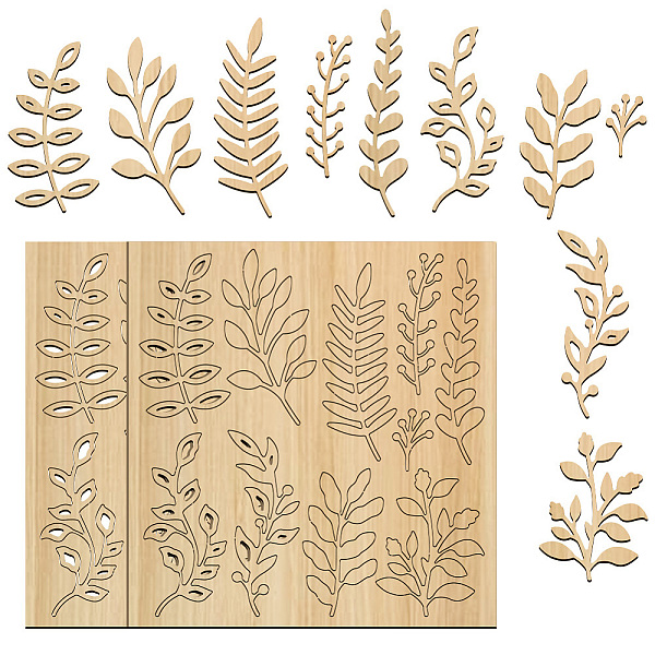 

PandaHall BENECREAT 2 Set 20pcs Leaves Laser Cut Chipboard Embellishments, 5.7x6 Inch Wooden Leaf Theme Decoration, Branch Leaf Silhouette...