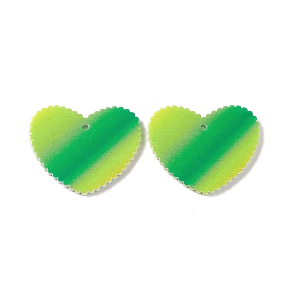 

PandaHall Double Side Acrylic Pendants, Heart with Stripe Pattern, Green, 26x31.5x2mm, Hole: 1.6mm Acrylic Heart Green