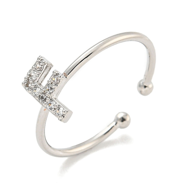 

PandaHall Rack Plating Brass Open Cuff Rings for Women, with Cubic Zirconia, Cadmium Free & Lead Free, Long-Lasting Plated, Letter, Letter F...