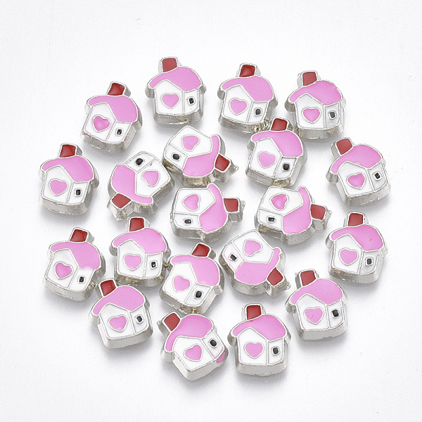 

PandaHall Alloy Enamel Cabochons, Fit Floating Locket Charms, House, Colorful, Platinum, 9x7.5x2mm Alloy Building