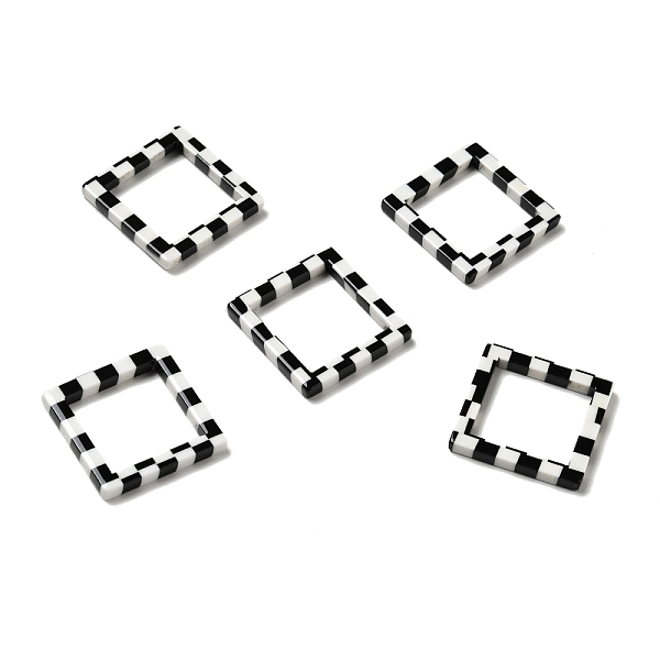 

PandaHall Acrylic Linking Rings, Rhombus with Tartan Pattern, Black & White, 20x20x2.5mm, Inner Diameter: 15x15mm Acrylic Rhombus Black