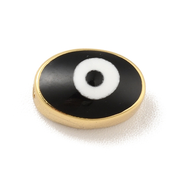 

PandaHall Real 18K Gold Plated Brass Beads, with Enamel, Cadmium Free & Lead Free, Long-Lasting Plated, Oval with Evil Eye, Black...