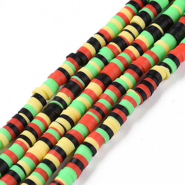 PandaHall Handmade Polymer Clay Beads Strands, for DIY Jewelry Crafts Supplies, Heishi Beads, Disc/Flat Round, Light Green, 3x0.6~1.2mm...