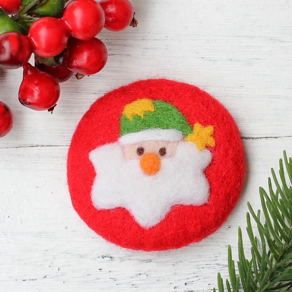 

PandaHall Christmas Theme Santa Claus Brooch Needle Felting Kit, including Instructions, 1Pc Foam, 4Pcs Needles, 7 Colors Wool, 1Pc Brooch..., Multicolor