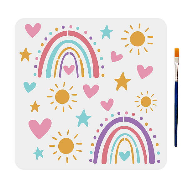 

PandaHall MAYJOYDIY US 1Pc PET Hollow Out Drawing Painting Stencils, with 1Pc Art Paint Brushes, for DIY Scrapbook, Photo Album, Rainbow...