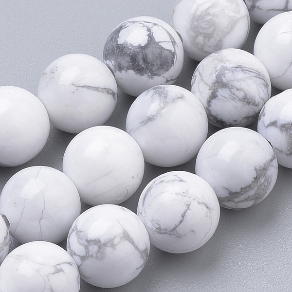 

PandaHall Natural Howlite Beads Strands, Round, 8mm, Hole: 1mm, about 50pcs/strand, 15.7 inch Howlite Round