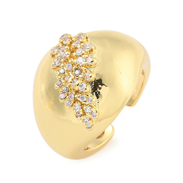 

PandaHall Clear Cubic Zirconia Open Cuff Ring, Brass Wide Finger Rings for Women, Real 16K Gold Plated, 19.5mm Brass+Cubic Zirconia Clear