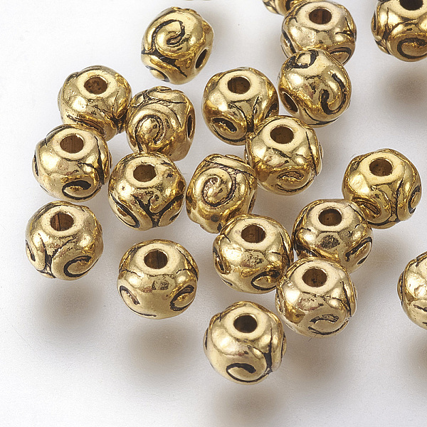 

PandaHall Tibetan Style Alloy Beads, Round, Lead Free & Nickel Free & Cadmium Free, Antique Golden, 5.5x4.5mm, Hole: 1mm Alloy Round
