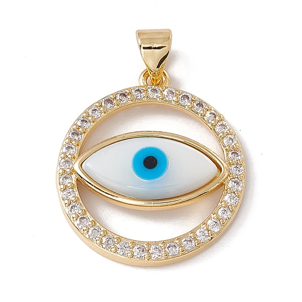 

PandaHall Brass Micro Pave Clear Cubic Zirconia Pendants, with Shell Cabochon, Cadmium Free & Nickel Free & Lead Free, Rack Plating, Flat...