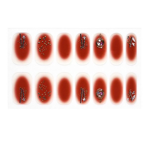 

PandaHall Full Cover Nombre Nail Stickers, Self-Adhesive, for Nail Tips Decorations, FireBrick, 24x8mm, 14pcs/sheet Paper Others Red