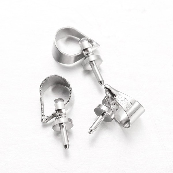 

PandaHall Brass Peg Bails Pendants, For Half Drilled Beads, Platinum, 11x4x3mm, Hole: 3x4mm, Pin: 1mm Brass