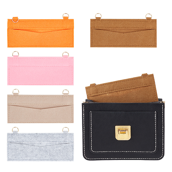 

PandaHall WADORN 5 Colors Felt Purse Insert Organizer, Envolope Bag Felt Organizer Pochette Crossbody Conversion Kit Handbag Divider Pocket..., Multicolor