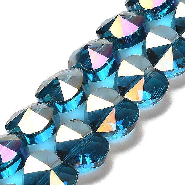 

PandaHall Electroplate Glass Beads Strands, Heart, Faceted, Deep Sky Blue, 10x10x6mm, Hole: 1.2mm, about 78~80pcs/strand, 28.82~28.94''...