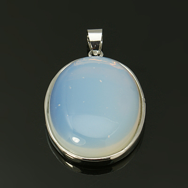 

PandaHall Synthetic Opalite Pendants with Alloy Finding Settings, Oval, Platinum Metal Color, White, 35x24x8mm, Hole: 4x6mm Opalite Oval...