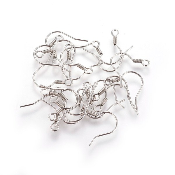 

PandaHall Stainless Steel Earring Hooks, with Horizontal Loop, Stainless Steel Color, 18x18mm, Pin: 0.7mm, Hole: 2mm Stainless Steel