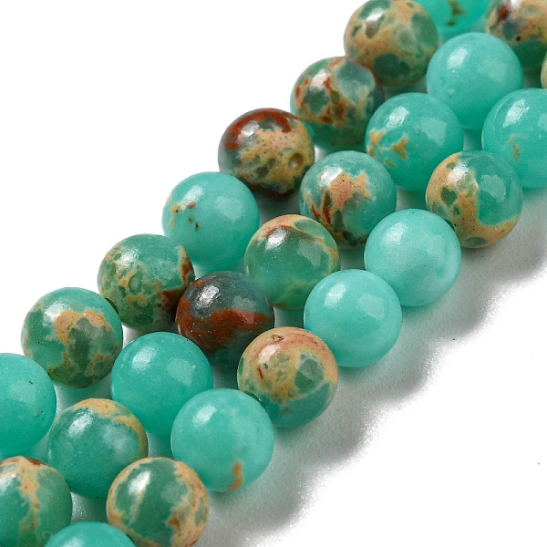 Brins de perles teintes en jaspe impérial synthétique