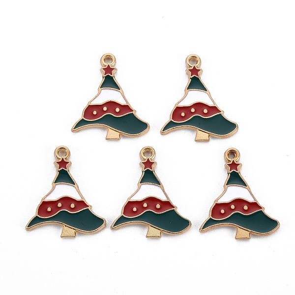 

PandaHall Alloy Enamel Pendants, Cadmium Free & Nickel Free & Lead Free, Christmas Trees, Light Gold, Colorful, 25.5x21.5x1.5mm, Hole: 1.6mm..., Red
