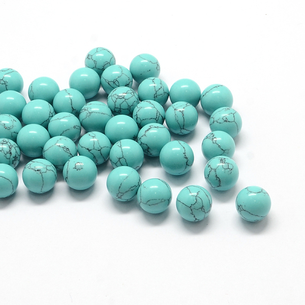 

PandaHall Round Dyed Synthetic Turquoise Beads, Gemstone Sphere, No Hole/Undrilled, 9~11mm Synthetic Turquoise Round