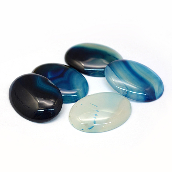 Oval Gefärbte Natürliche Gestreifte Achat-Cabochons